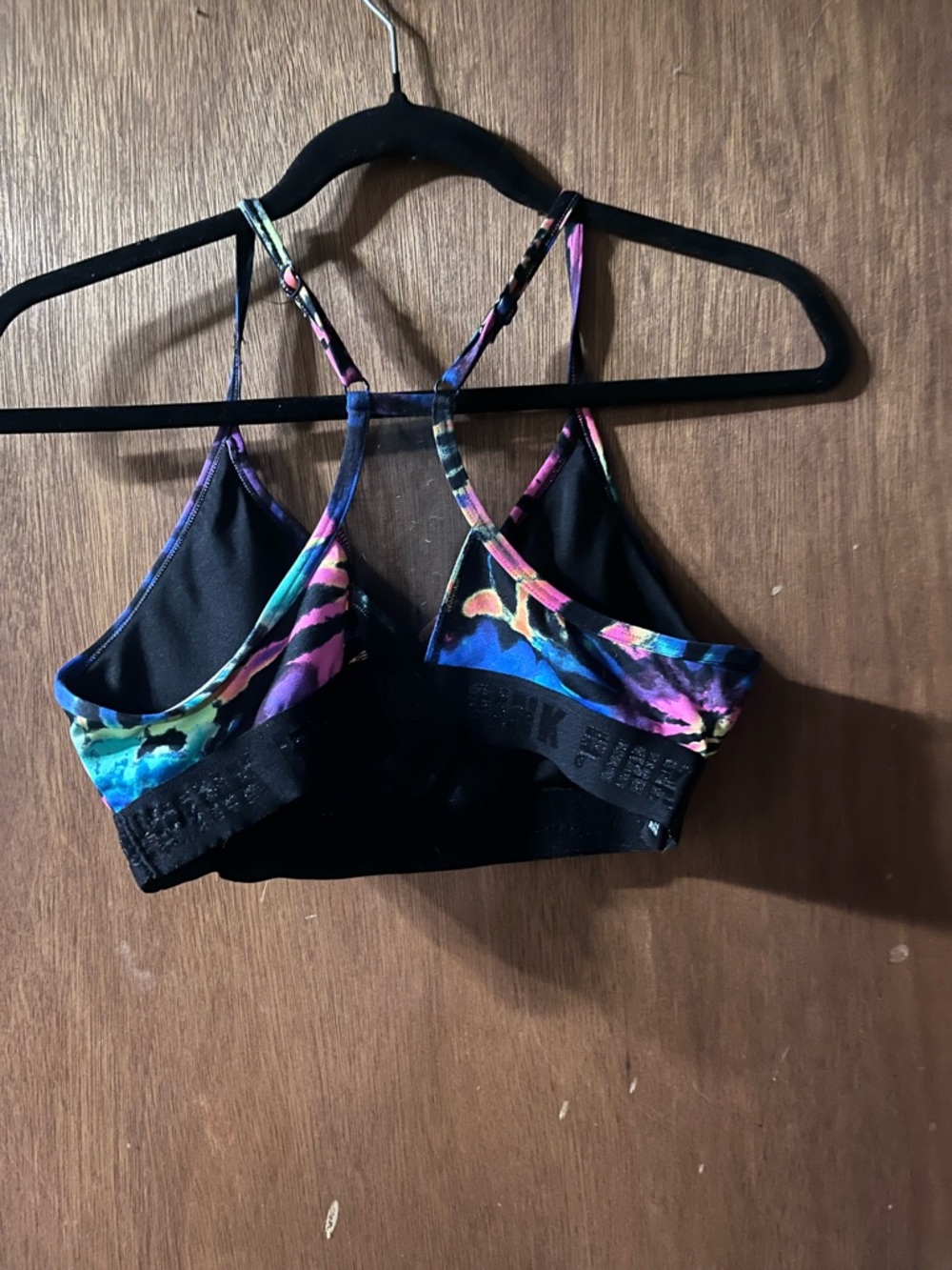 PINK Victoria's Secret Neon Tie-Dye Strappy Sports Bralette - Picture 2 of 4